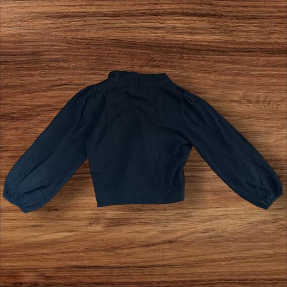 Anthropologie Guinevere Button Front Black Cropped Cardigan - Picture 2 of 6